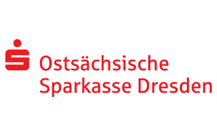 KI generiert: Das Bild zeigt das Logo der Ostsächsischen Sparkasse Dresden, bestehend aus dem typischen Sparkassen-Symbol und dem Schriftzug des Instituts in roter Farbe.