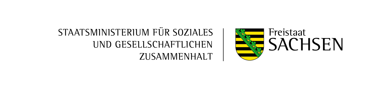 KI generiert: Das Bild zeigt das Logo des Staatsministeriums für Soziales und gesellschaftlichen Zusammenhalt des Freistaats Sachsen. Es enthält den Schriftzug des Ministeriums und das Wappen von Sachsen.