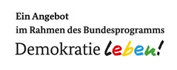 KI generiert: Das Bild zeigt einen Text, der auf ein Angebot im Rahmen des Bundesprogramms "Demokratie leben!" verweist. Der Hauptinhalt ist die Förderung demokratischer Werte und Programme.