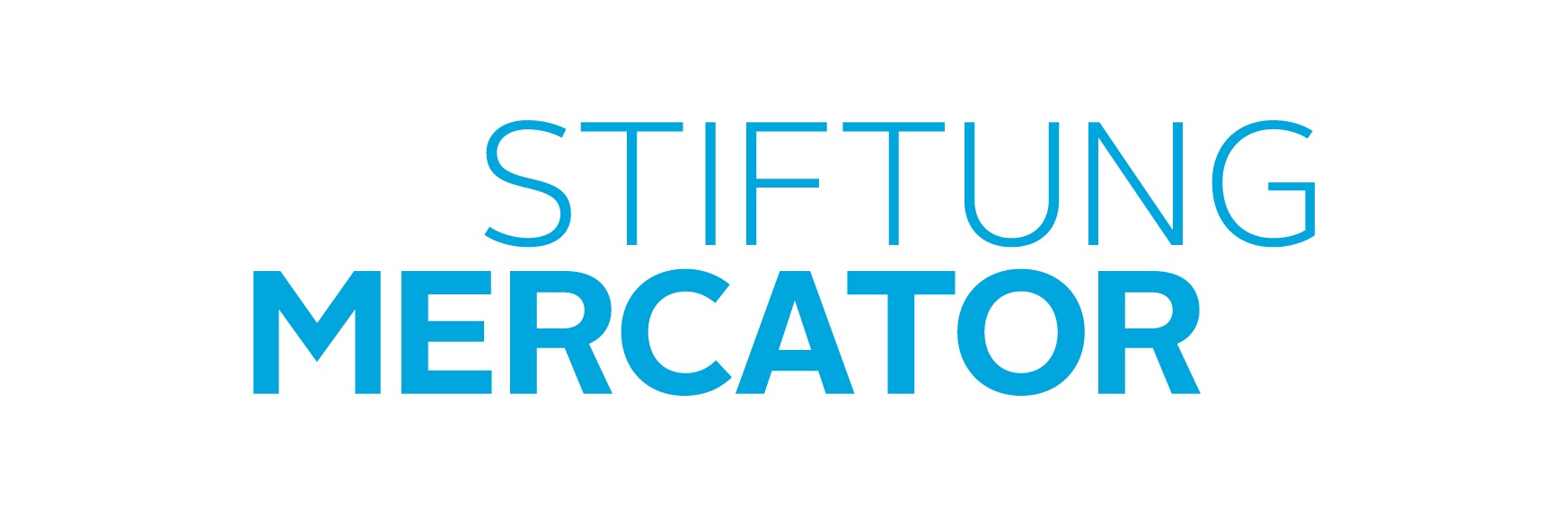 KI generiert: Das Bild zeigt das Logo der "Stiftung Mercator" in blauer Schrift auf weißem Hintergrund. Der Schriftzug ist schlicht und modern gestaltet.