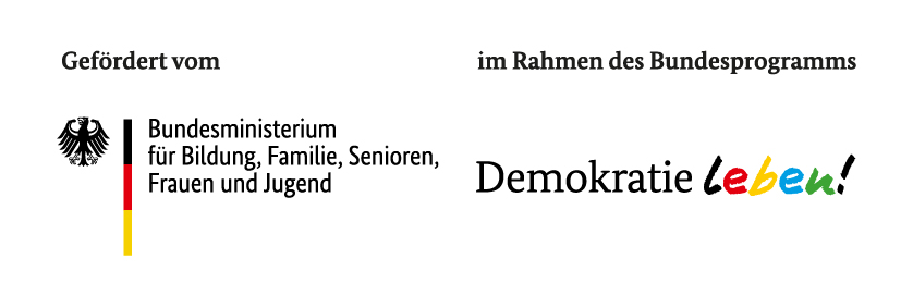 KI generiert: Das Bild zeigt das Logo des Bundesministeriums für Bildung, Familie, Senioren, Frauen und Jugend neben dem Schriftzug des Bundesprogramms "Demokratie leben!".