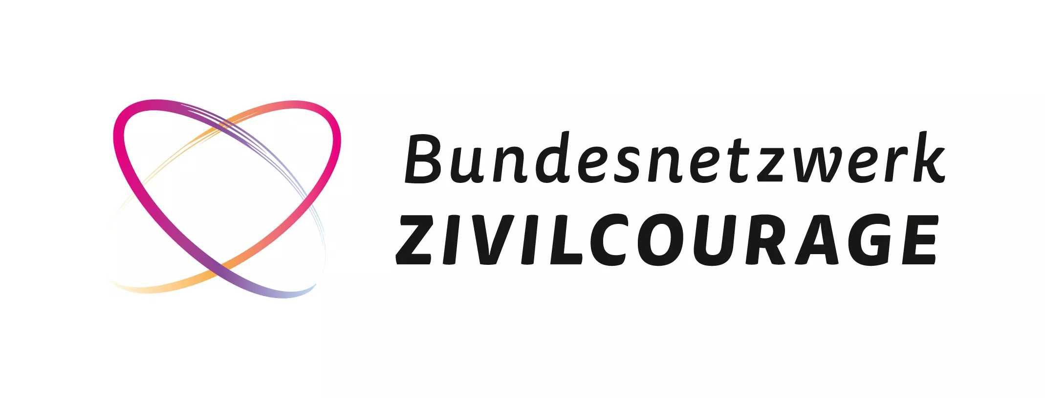 KI generiert: Das Bild zeigt das Logo des Bundesnetzwerks Zivilcourage, bestehend aus einem symbolischen Design in Form von überlagernden, farbigen Linien und dem dazugehörigen Schriftzug. Der Hauptinhalt ist die Darstellung des Namens der Organisation und ihres Logos.