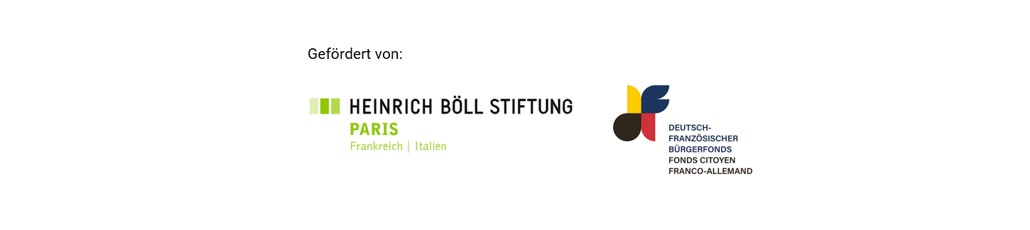 KI generiert: Das Bild zeigt die Logos der Heinrich Böll Stiftung und des Deutsch-Französischen Bürgerfonds. Es verweist auf eine Förderung durch diese beiden Institutionen.