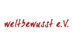 KI generiert: Das Bild zeigt den Schriftzug "weltbewusst e.V." in roter, handgeschriebener Schrift auf weißem Hintergrund. Es handelt sich offenbar um das Logo eines Vereins.