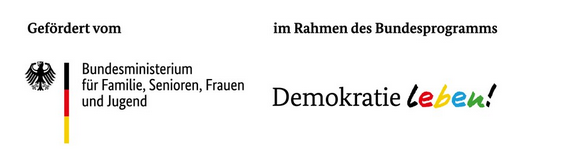 KI generiert: Das Bild zeigt das Logo des Bundesministeriums für Familie, Senioren, Frauen und Jugend, sowie das Logo des Bundesprogramms "Demokratie leben!". Es hebt die Förderung durch das Ministerium im Rahmen dieses Programms hervor.